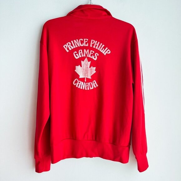Vintage Adidas Prince Philip Games Canada Red Zip up Jacket M - Picture 1 of 7